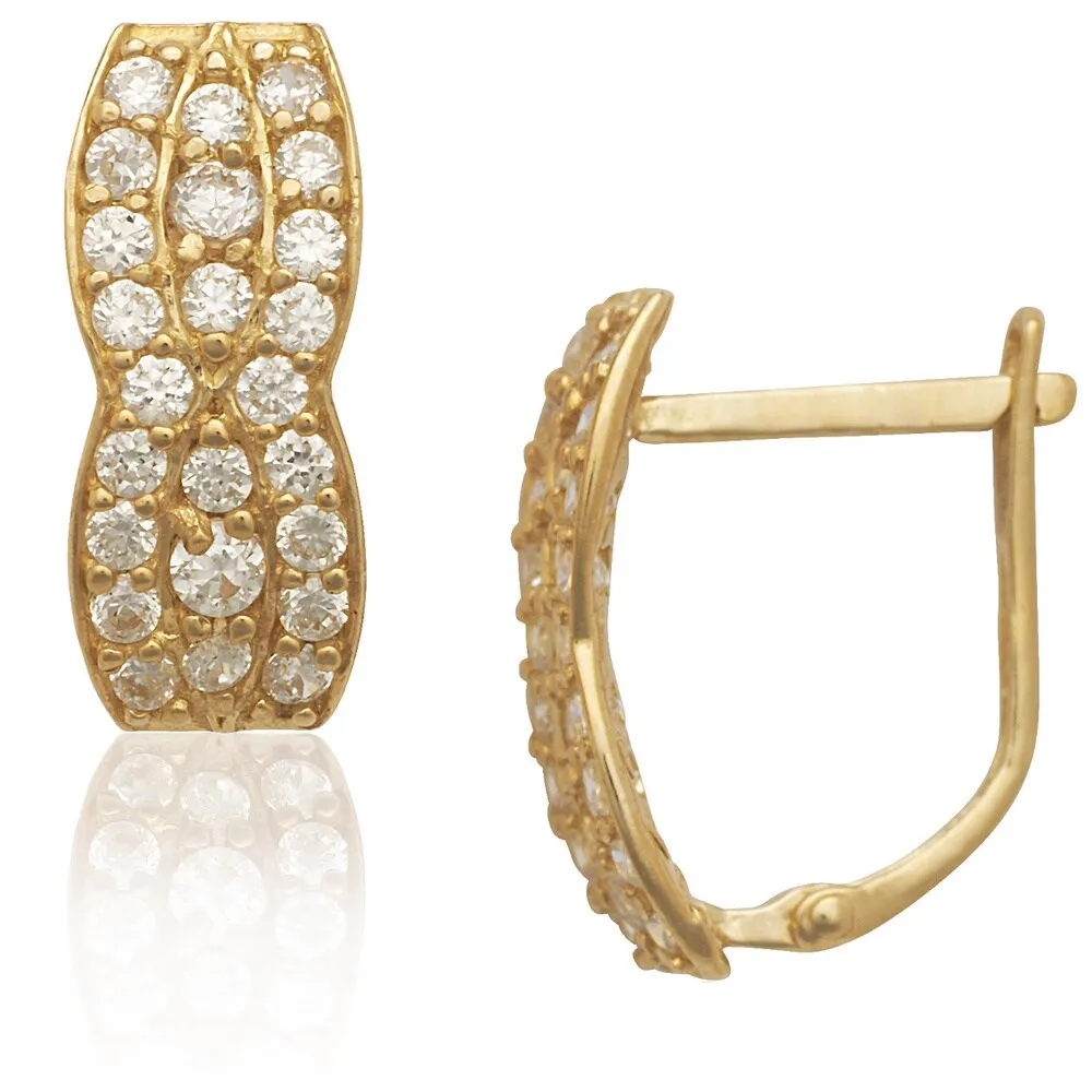 Curata 14k Gold Fancy Braided Cubic Zirconia Lever Back Earrings - White sold by Zulily