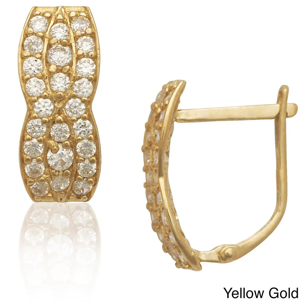 Curata 14k Gold Fancy Braided Cubic Zirconia Lever Back Earrings - White sold by Zulily product image thumbnail 2