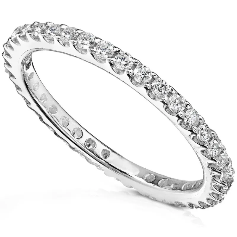 Annello by Kobelli 14k Gold 1/2ct TDW Round Diamond Prong Eternity Women's Wedding Band sold by Zulily