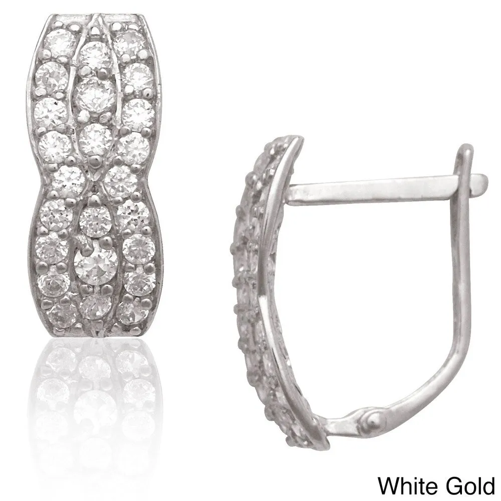 Curata 14k Gold Fancy Braided Cubic Zirconia Lever Back Earrings - White sold by Zulily product image thumbnail 3