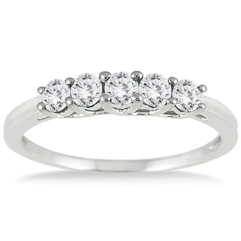 1/4 Carat TW Diamond 5 Stone Ring in 10K White Gold sold by Zulily