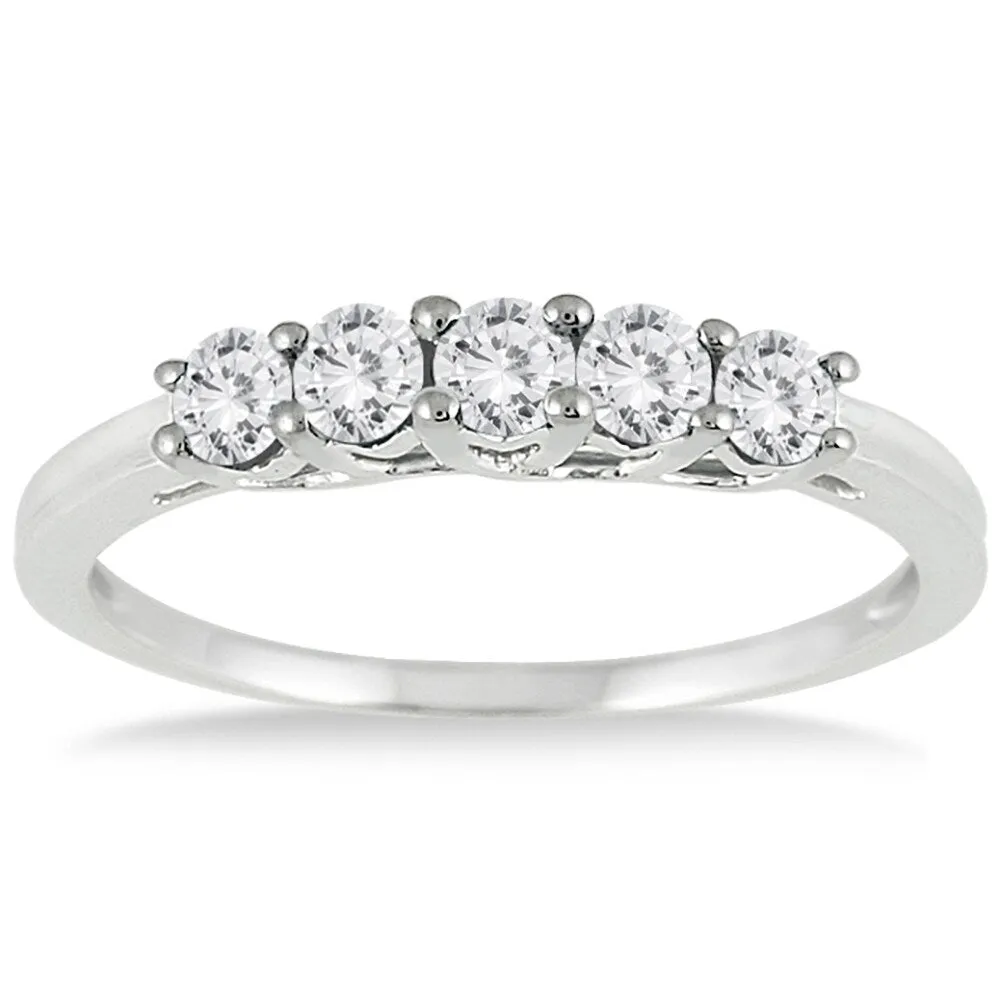 1/4 Carat TW Diamond 5 Stone Ring in 10K White Gold sold by Zulily
