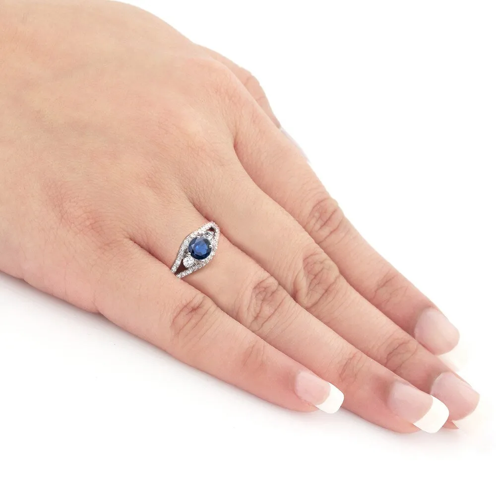 Auriya 14k Gold 1ct Vintage Sapphire 3-Stone Diamond Engagement Ring 1/2ctw Split-Shank sold by Zulily product image thumbnail 5
