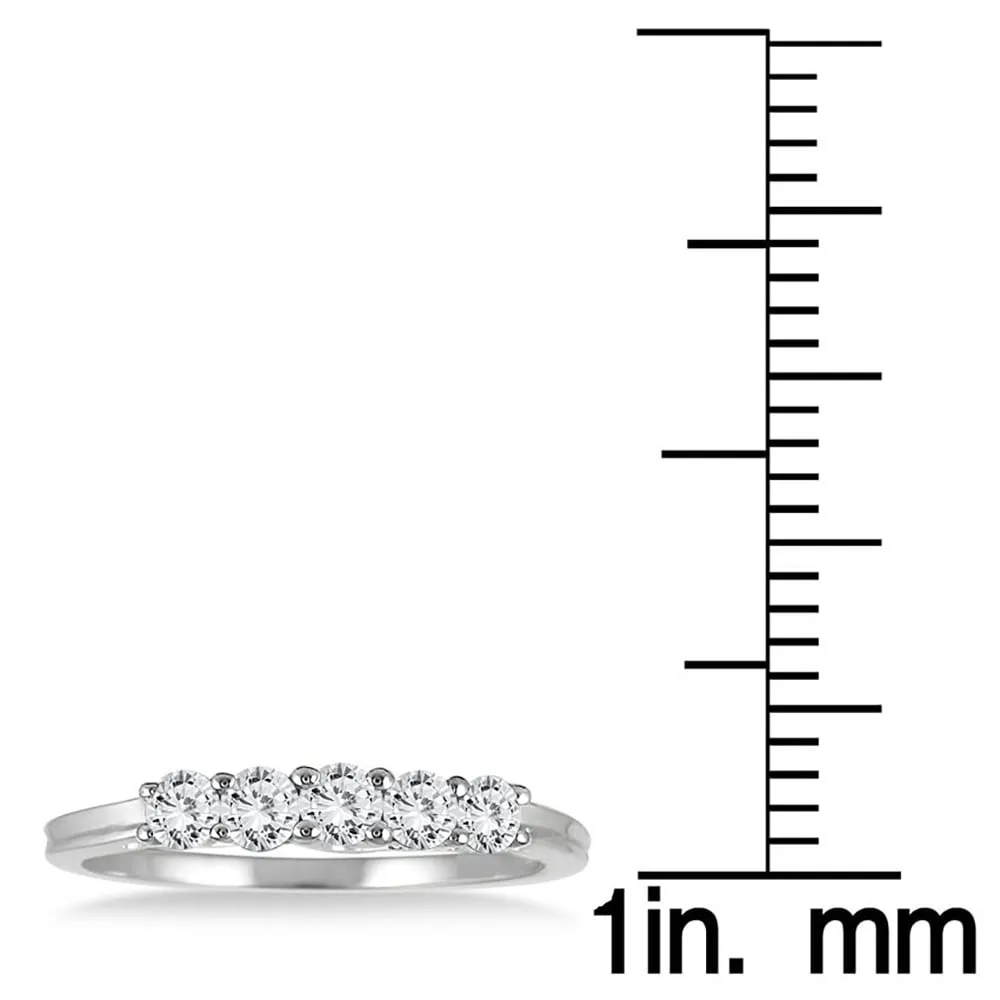 1/4 Carat TW Diamond 5 Stone Ring in 10K White Gold sold by Zulily product image thumbnail 3