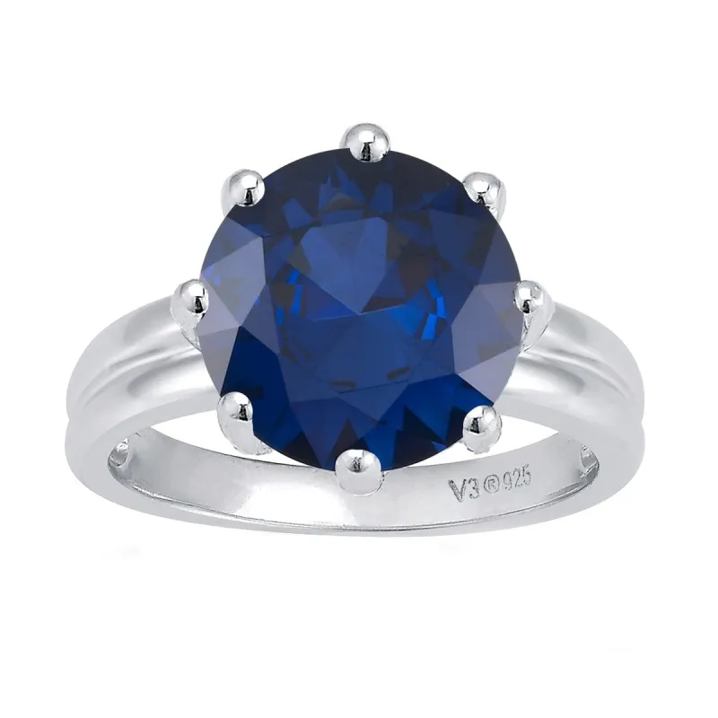 3.5 CT Blue Sapphire Sterling Silver Solitaire Ring sold by Zulily