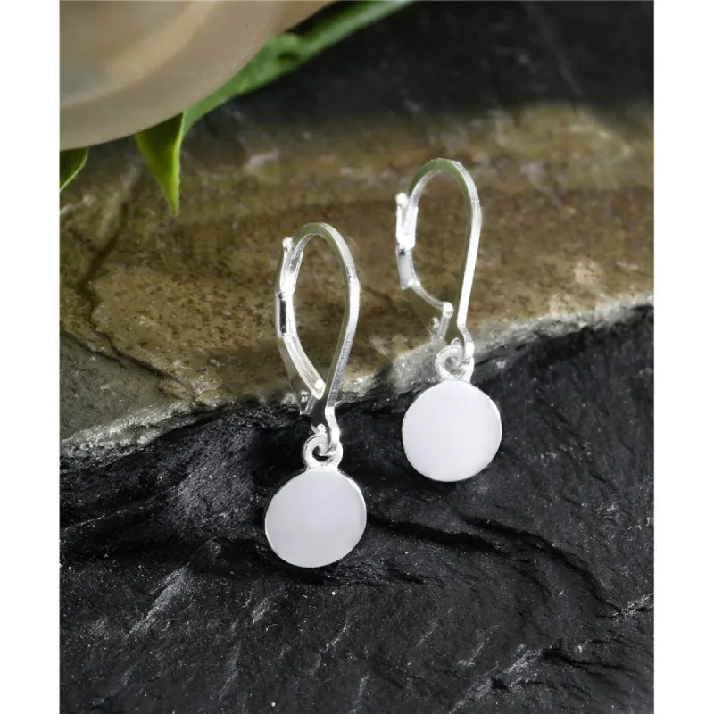Vera & Co. Sterling Silver Minimalism round disk Drop Earring - White sold by Zulily