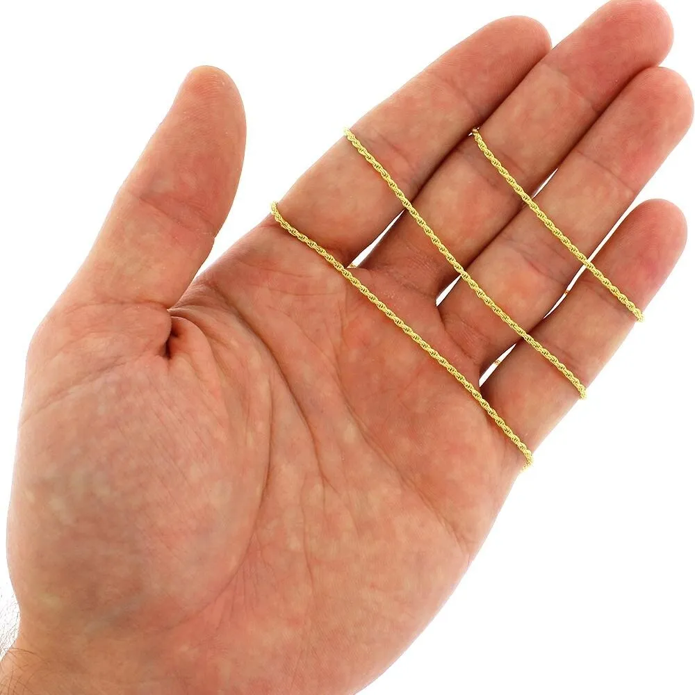 14K Yellow Gold Over Silver 1.5MM Rope Diamond-Cut Braided Twist .925 Necklace Chain, Gold Chain for Men & Women, Made in Italy sold by Zulily