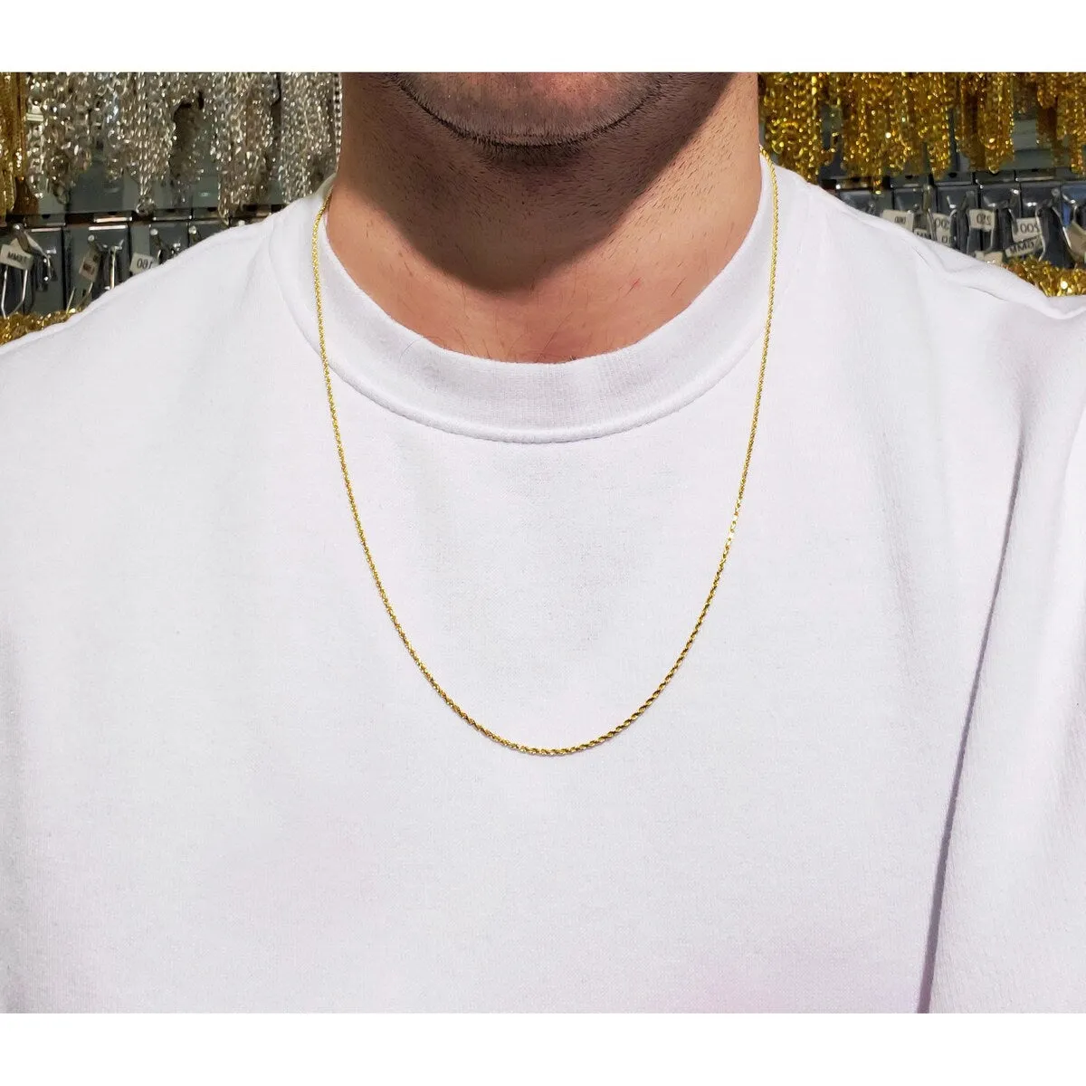 14K Yellow Gold Over Silver 1.5MM Rope Diamond-Cut Braided Twist .925 Necklace Chain, Gold Chain for Men & Women, Made in Italy sold by Zulily product image thumbnail 2