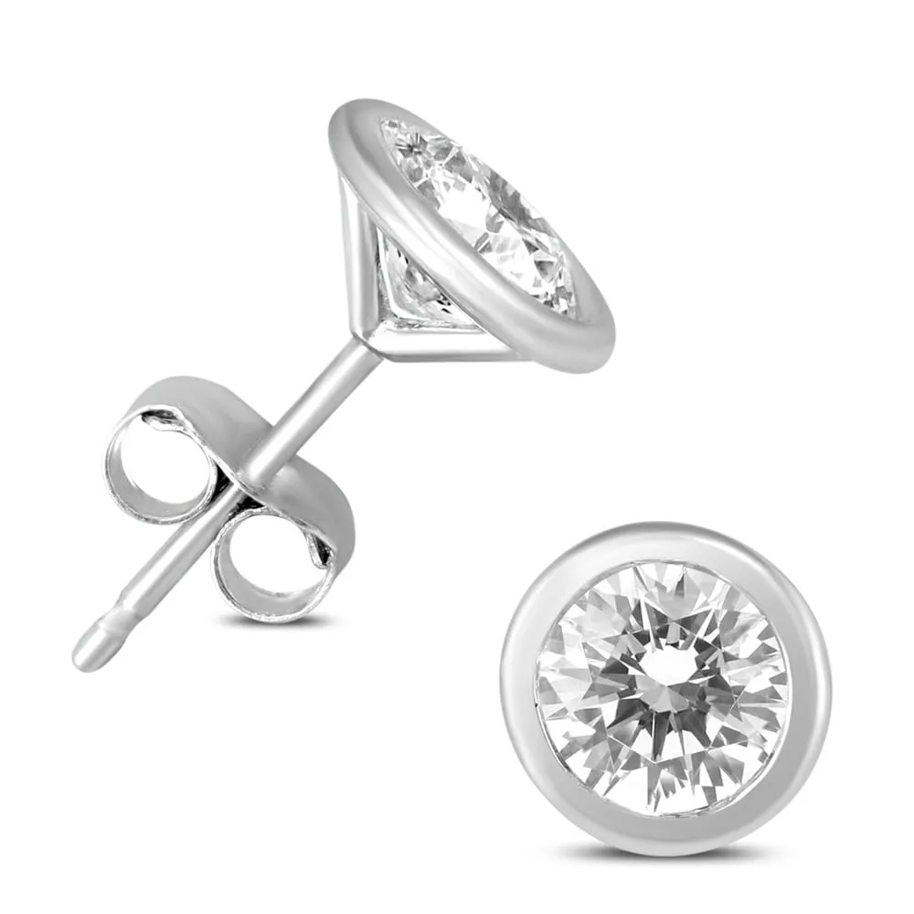 5/8 Carat TW Bezel Diamond Solitaire Earrings in 14K White Gold sold by Zulily