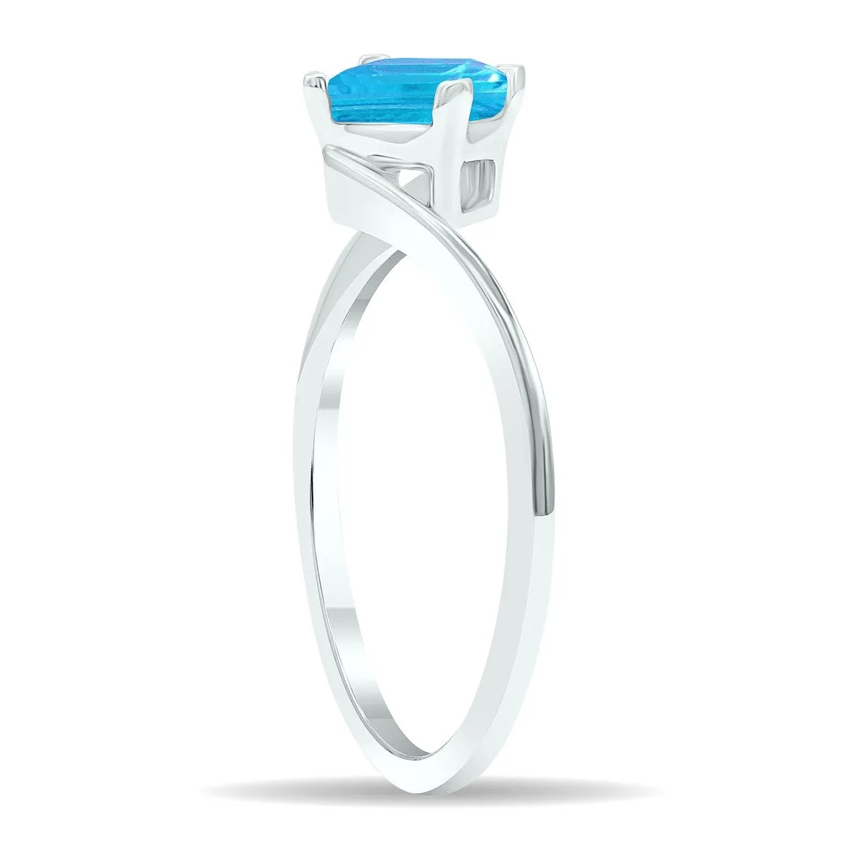 Women's Solitaire Blue Topaz Wave Ring in 10K White Gold sold by Zulily product image thumbnail 3