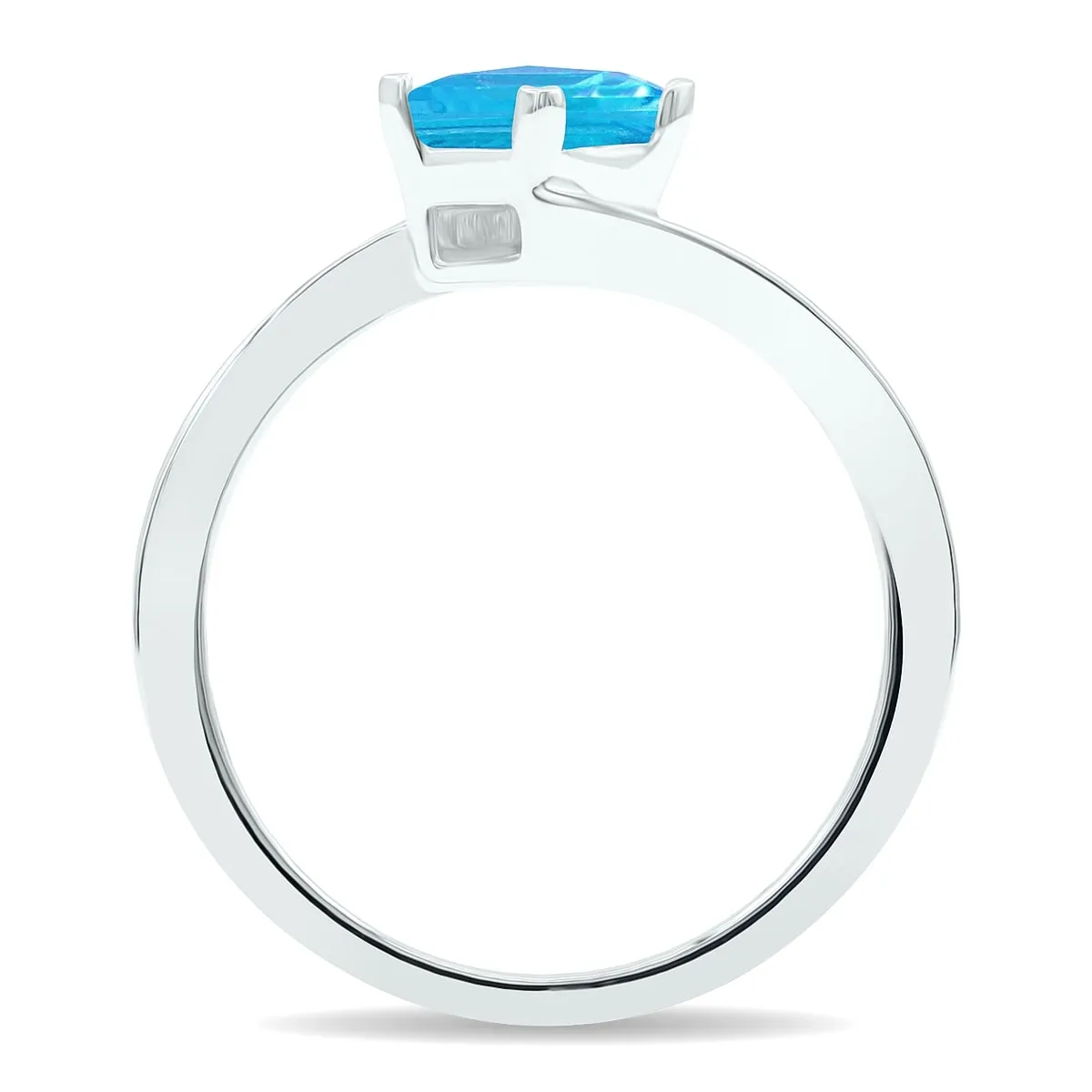 Women's Solitaire Blue Topaz Wave Ring in 10K White Gold sold by Zulily product image thumbnail 2