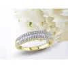 14k Yellow Gold 1/4ct TDW Baguette and Round-Cut Diamond 3-Row Anniversary Band by Miadora sold by Zulily