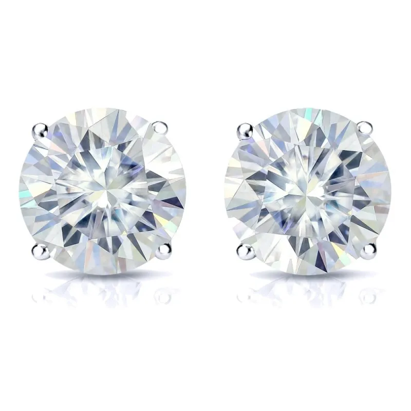Auriya 4ctw Round Moissanite Stud Earrings Platinum 4-Prong Basket sold by Zulily