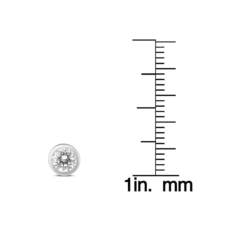 5/8 Carat TW Bezel Diamond Solitaire Earrings in 14K White Gold sold by Zulily product image thumbnail 2