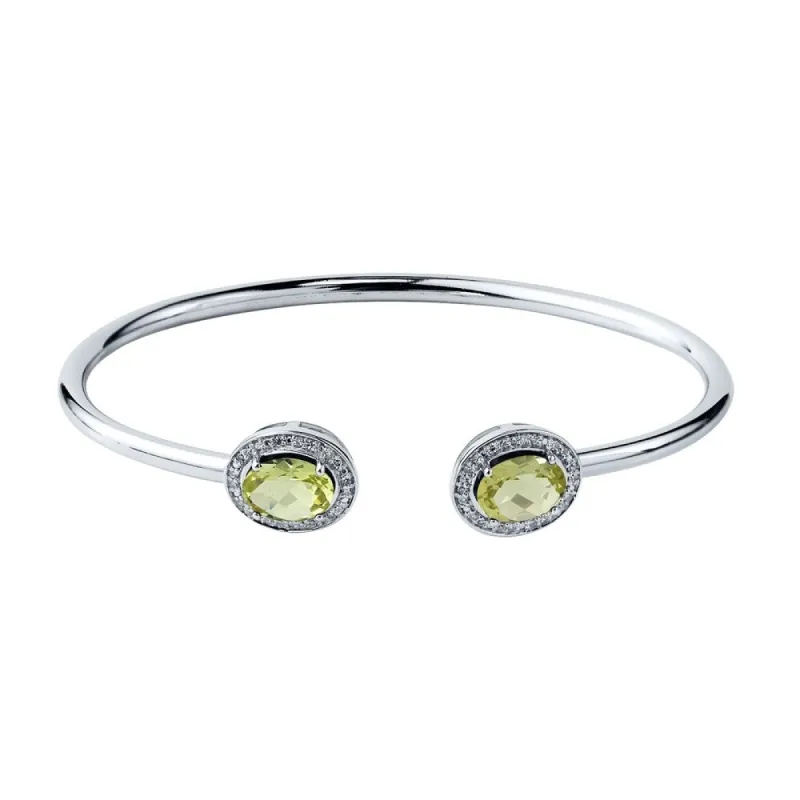 Auriya 2ct Oval Lemon Green Quartz Gold over Silver Bangle Bracelet with Diamond Accents sold by Zulily
