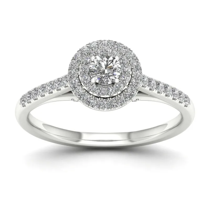 De Couer IGI Certified 10k Gold 1/2ct TDW Diamond Double Halo Engagement Ring - White H-I - White H-I sold by Zulily