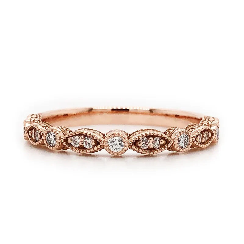 Auriya 1/8ctw Vintage Diamond Wedding Band 14k Gold Stackable sold by Zulily