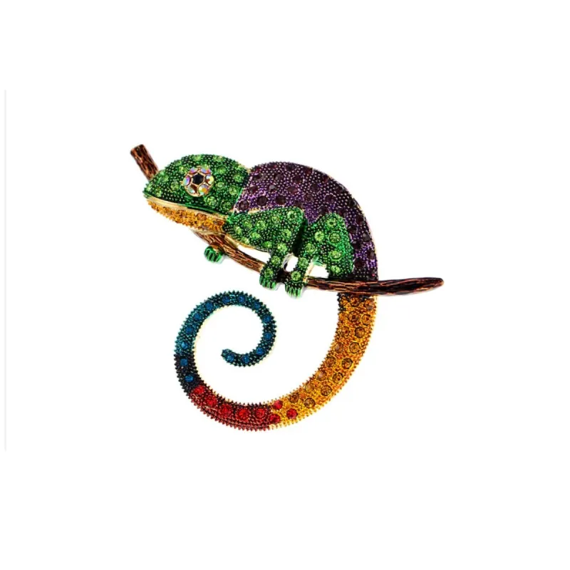 Don't AsK Multi Coloured Crystal Chameleon Brooch sold by Zulily