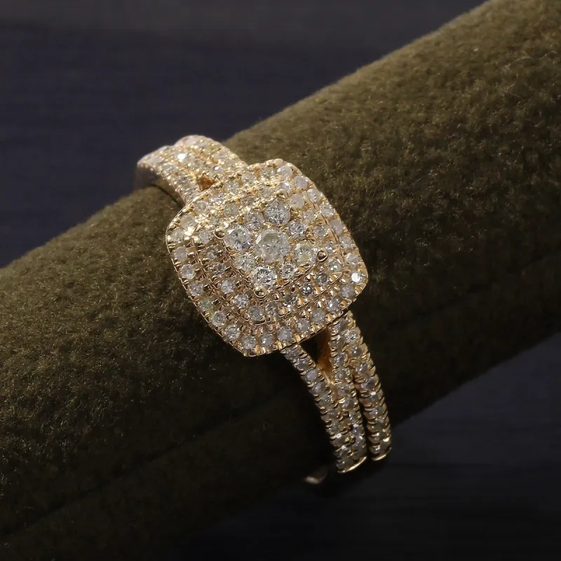 De Couer IGI Certified 14K Yellow Gold 1/2ct TDW Diamond Cluster Halo Ring sold by Zulily