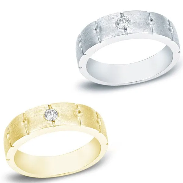 Auriya 14k Gold Men's Satin Finish 1/6ct TDW Diamond Wedding Band sold by Zulily product image thumbnail 4