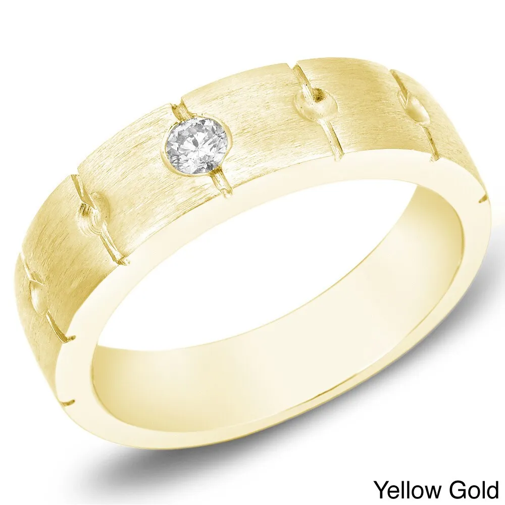 Auriya 14k Gold Men's Satin Finish 1/6ct TDW Diamond Wedding Band sold by Zulily product image thumbnail 2