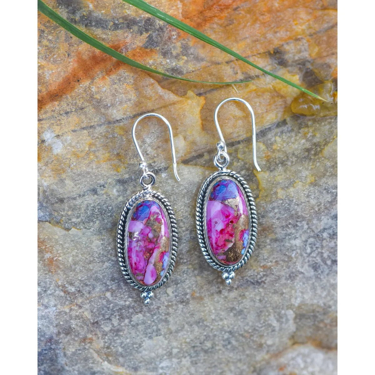 Sterlng Silver Pink Oyster Turquoise Earring sold by Zulily