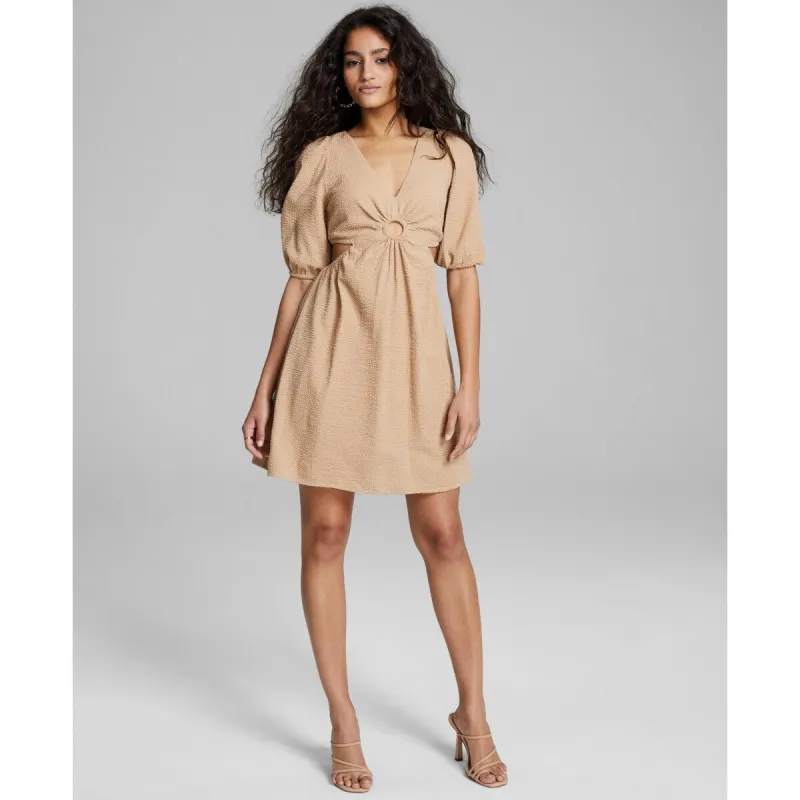 And Now This Women's Keyhole Cotton Mini Dress Brown Size Medium sold by Zulily