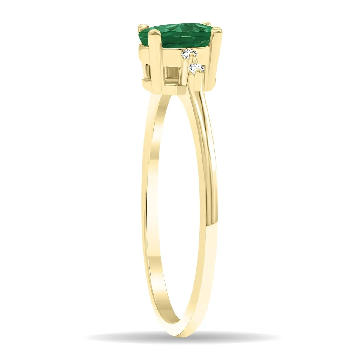 Women's Oval Shaped Emerald and Diamond Sparkle Ring in 10K Yellow Gold sold by Zulily product image thumbnail 3