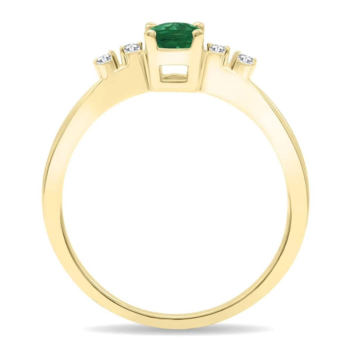 Women's Oval Shaped Emerald and Diamond Sparkle Ring in 10K Yellow Gold sold by Zulily product image thumbnail 2