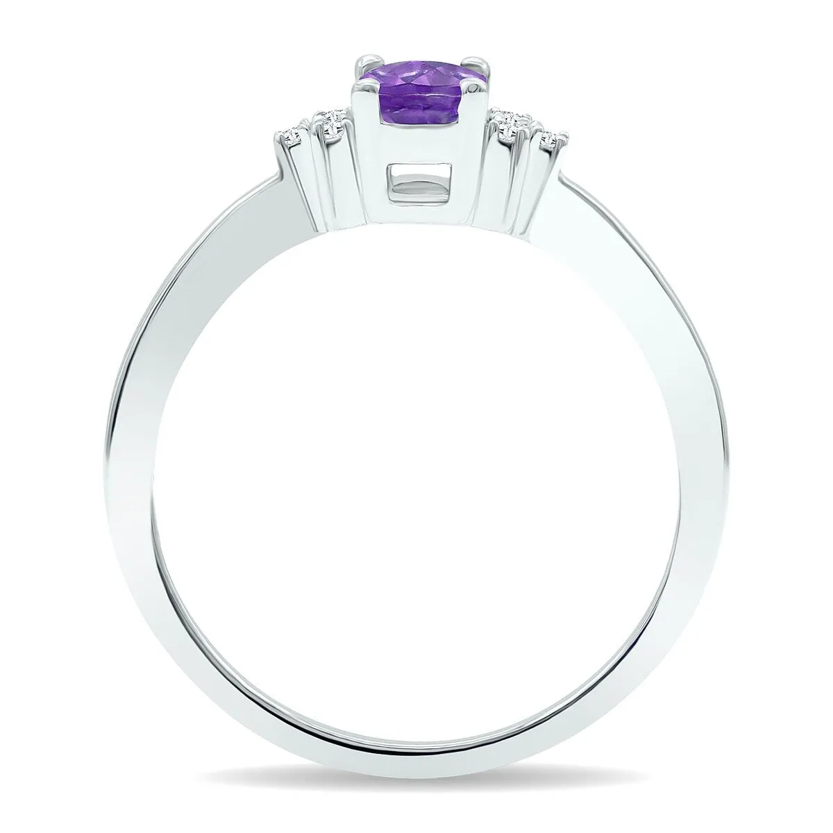 Women's Amethyst and Diamond Half Moon Ring in 10K White Gold sold by Zulily product image thumbnail 2