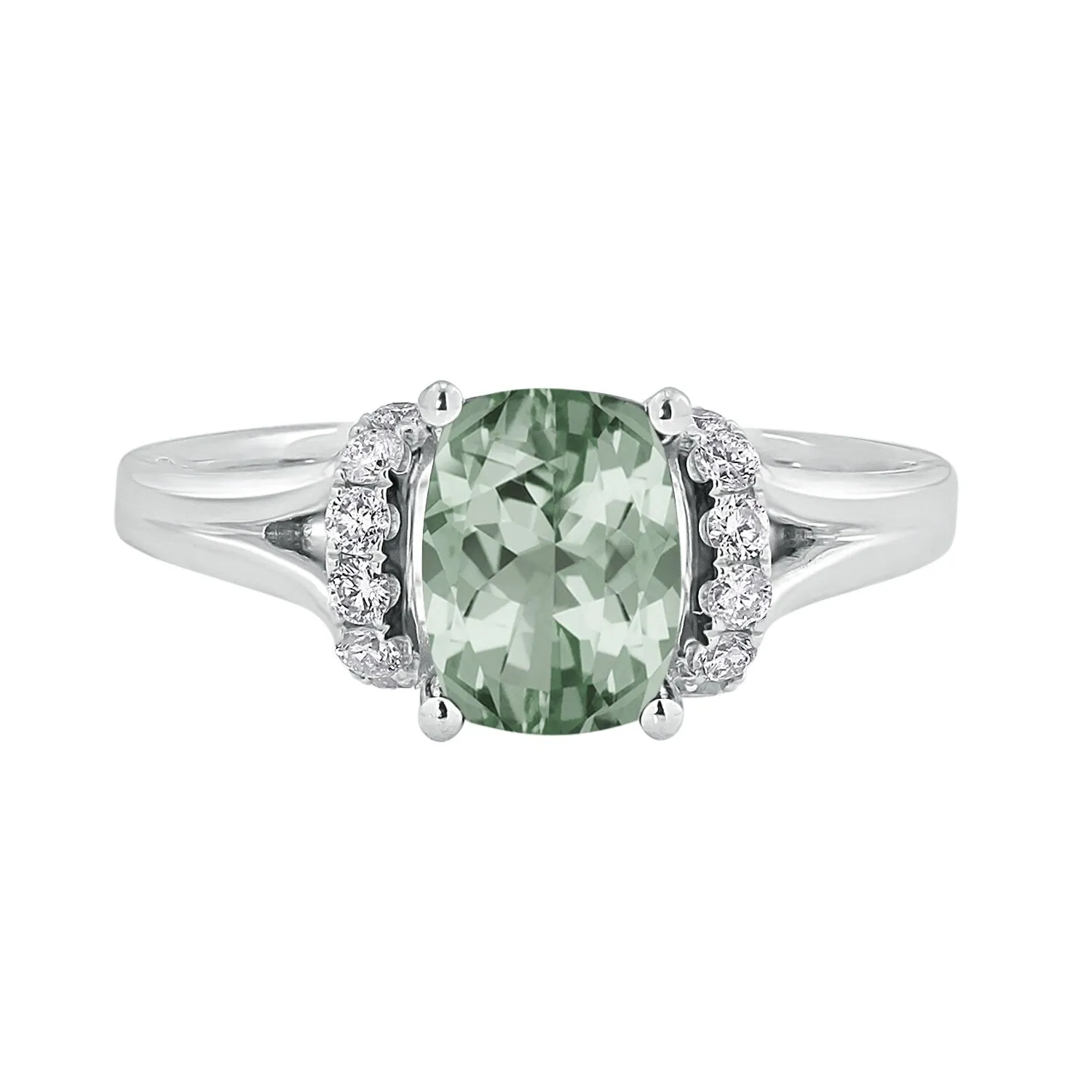 Auriya 1ct Modern Cushion-cut Green Amethyst and Diamond Engagement Ring 1/4ctw 14k Gold sold by Zulily product image thumbnail 2