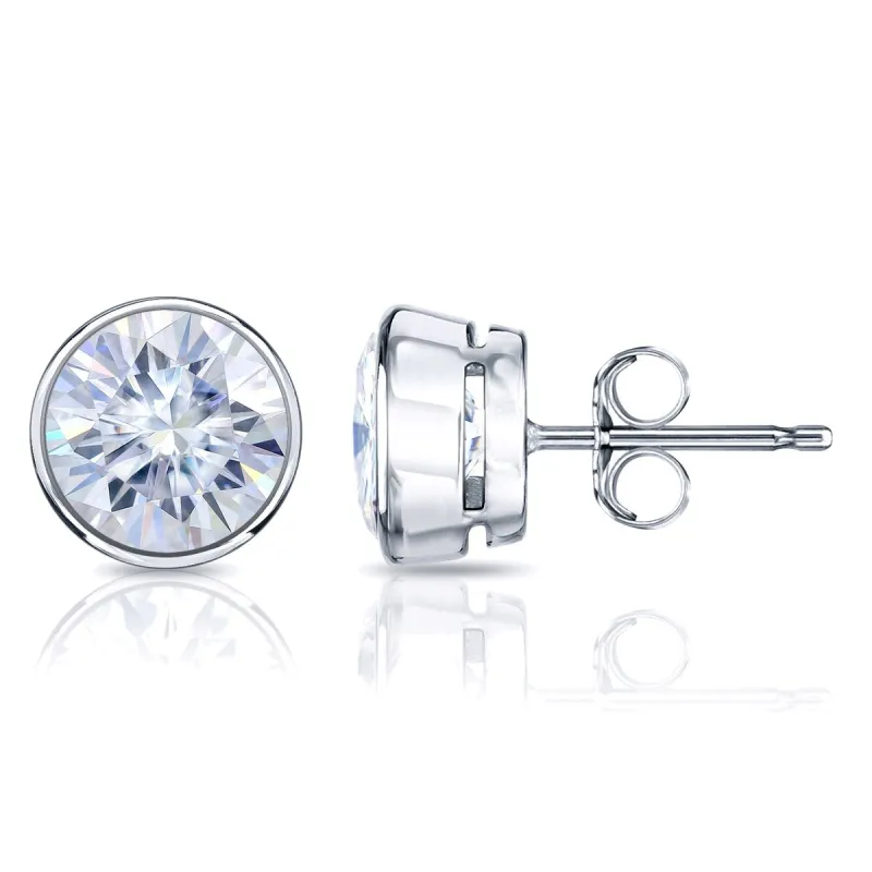 Auriya Platinum 1 1/2ctw Bezel-set Round Moissanite Stud Earrings - 5.9 mm sold by Zulily