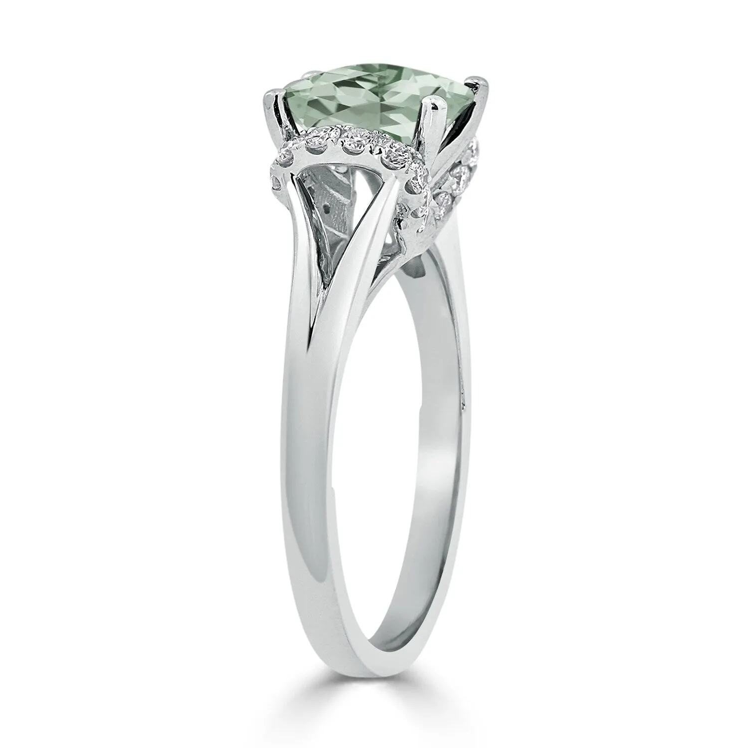 Auriya 1ct Modern Cushion-cut Green Amethyst and Diamond Engagement Ring 1/4ctw 14k Gold sold by Zulily product image thumbnail 4