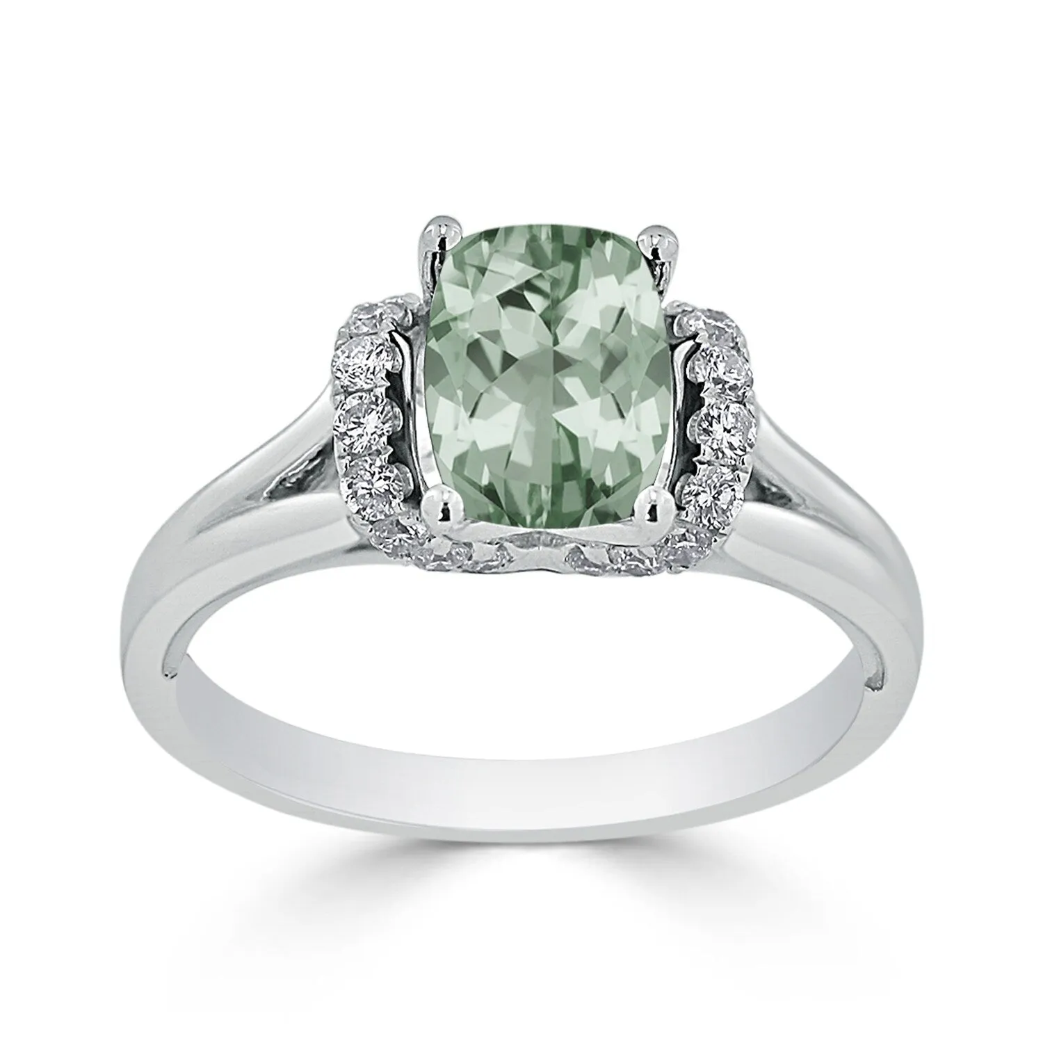 Auriya 1ct Modern Cushion-cut Green Amethyst and Diamond Engagement Ring 1/4ctw 14k Gold sold by Zulily product image thumbnail 3