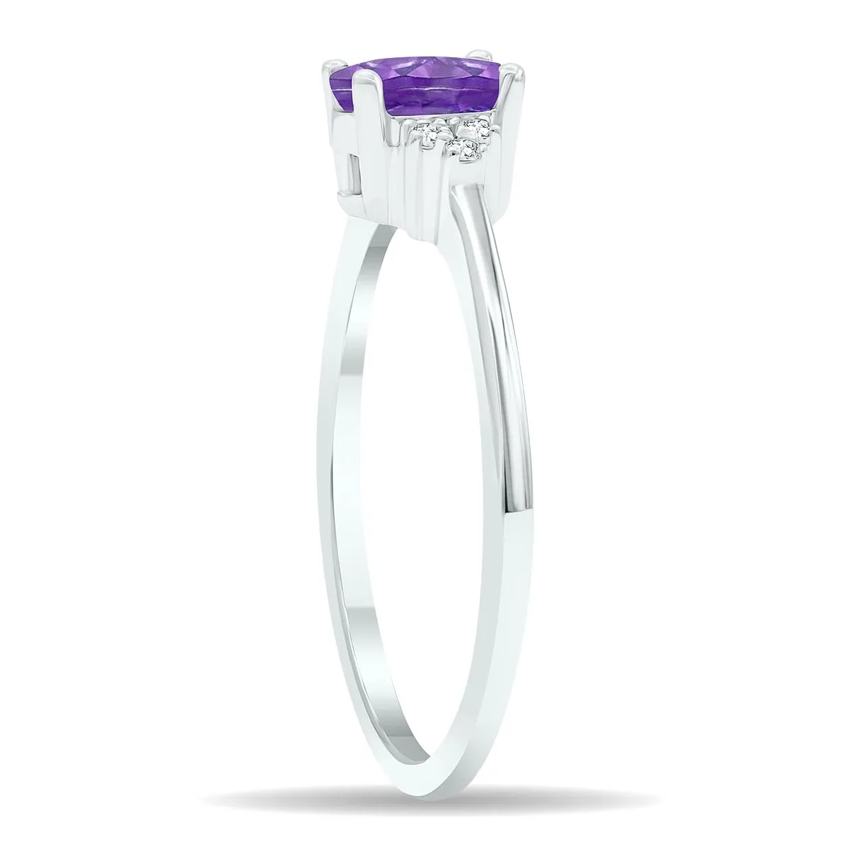 Women's Amethyst and Diamond Half Moon Ring in 10K White Gold sold by Zulily product image thumbnail 3
