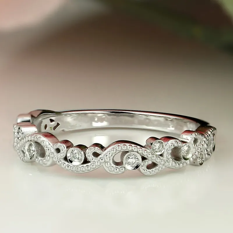 Auriya 18k Gold Vintage Stackable Diamond Wedding Band 0.06ctw sold by Zulily