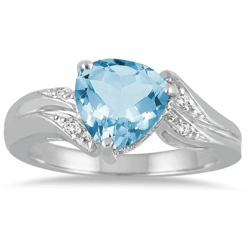2 1/4 Carat Trillion Cut Blue Topaz and Diamond Ring in 10K White Gold sold by Zulily