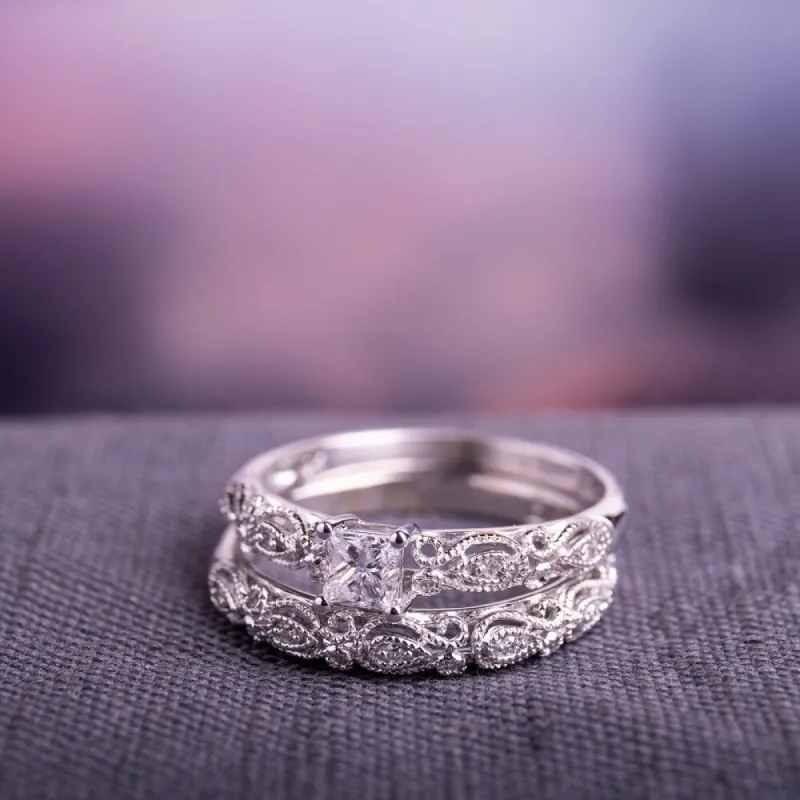 Miadora Sterling Silver 1/2ct TDW Diamond Bridal Ring Set (G-H, I2-I3) sold by Zulily