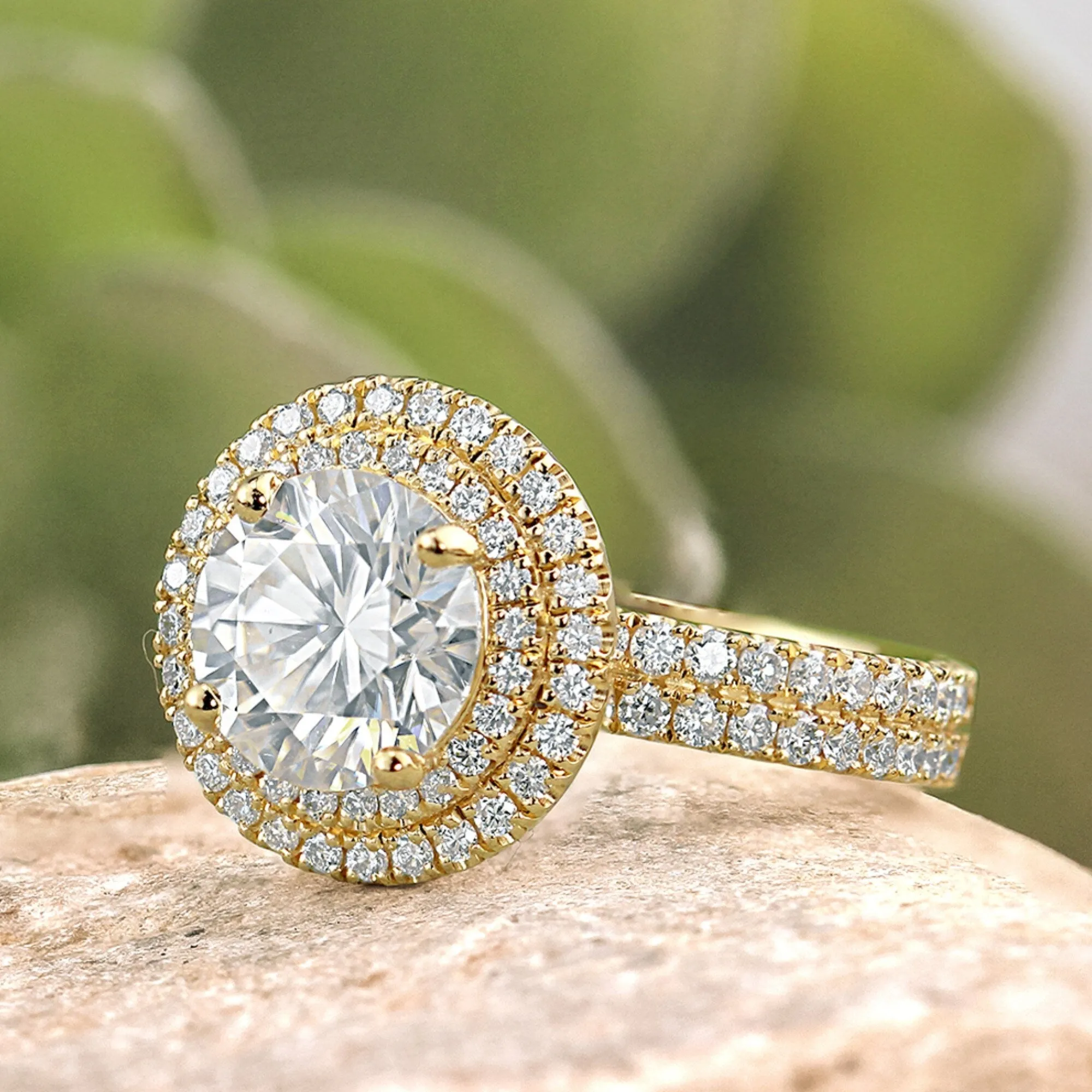Auriya 14k Gold Double Halo Moissanite Engagement Ring 2 9/10ctw sold by Zulily