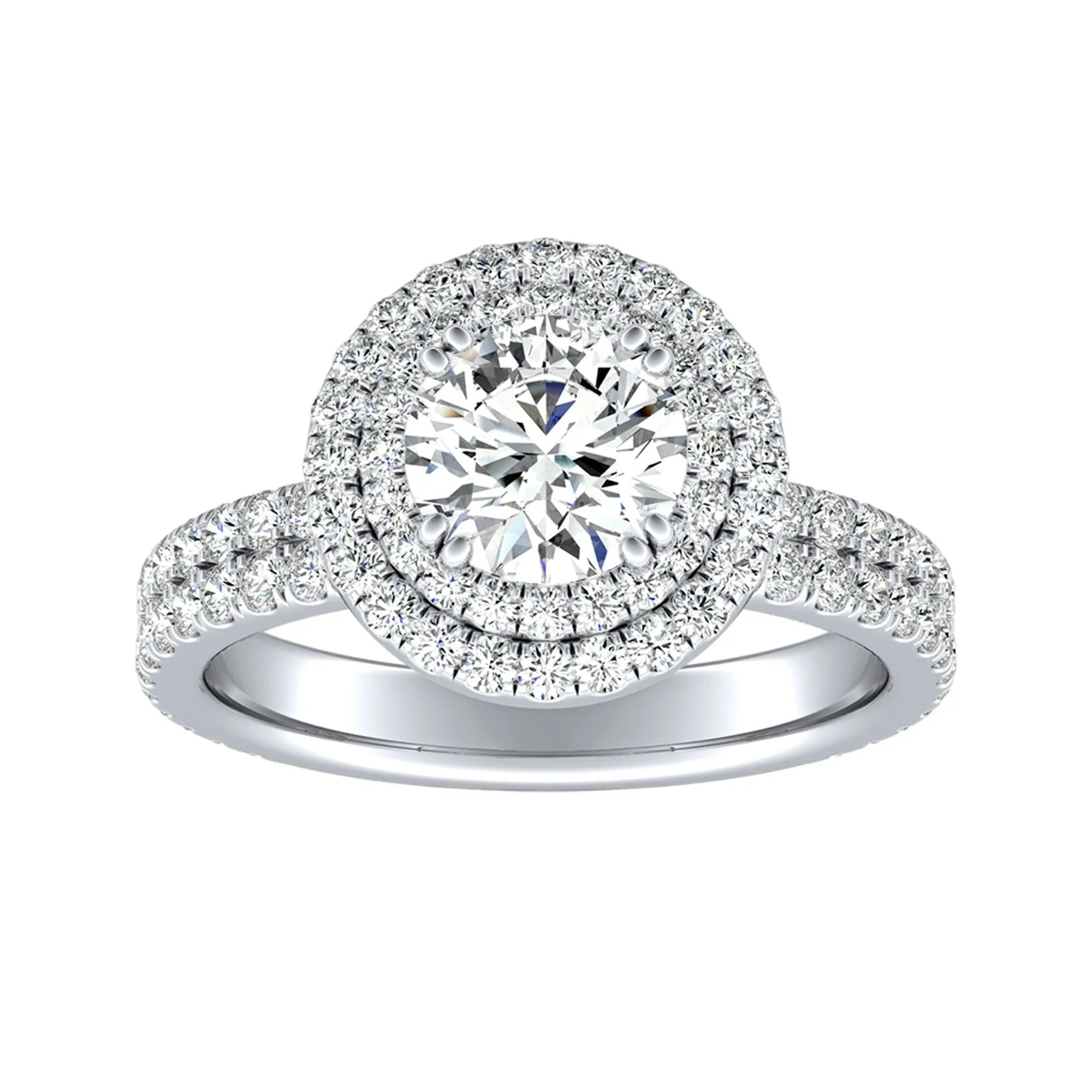 Auriya 14k Gold Double Halo Moissanite Engagement Ring 2 9/10ctw sold by Zulily product image thumbnail 5