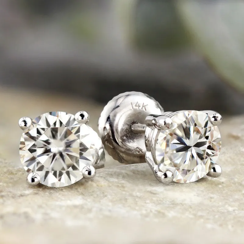 Auriya 2ctw Round Moissanite Stud Earrings 14k Gold 4-Prong Basket - 6.5 mm sold by Zulily