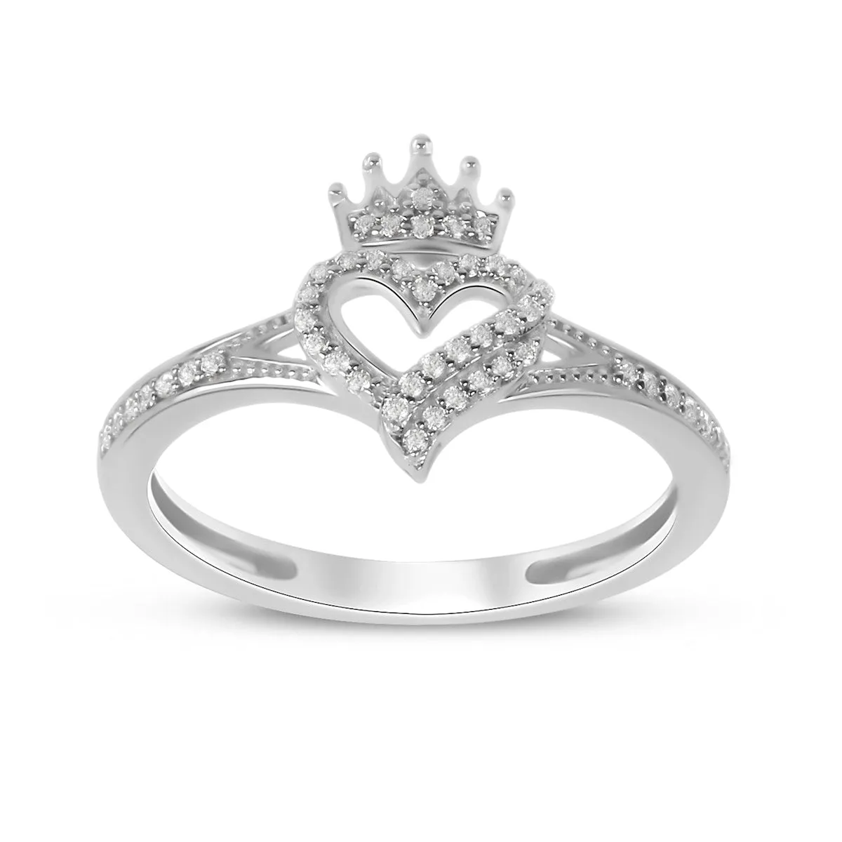 1/8ct TDW Diamond Crown and Heart Ring in 10k Gold sold by Zulily product image thumbnail 3