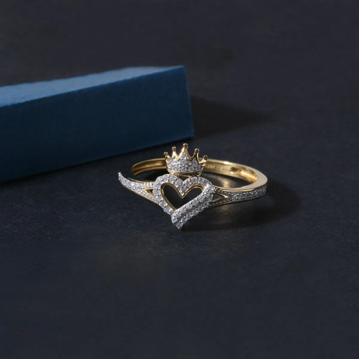 1/8ct TDW Diamond Crown and Heart Ring in 10k Gold sold by Zulily