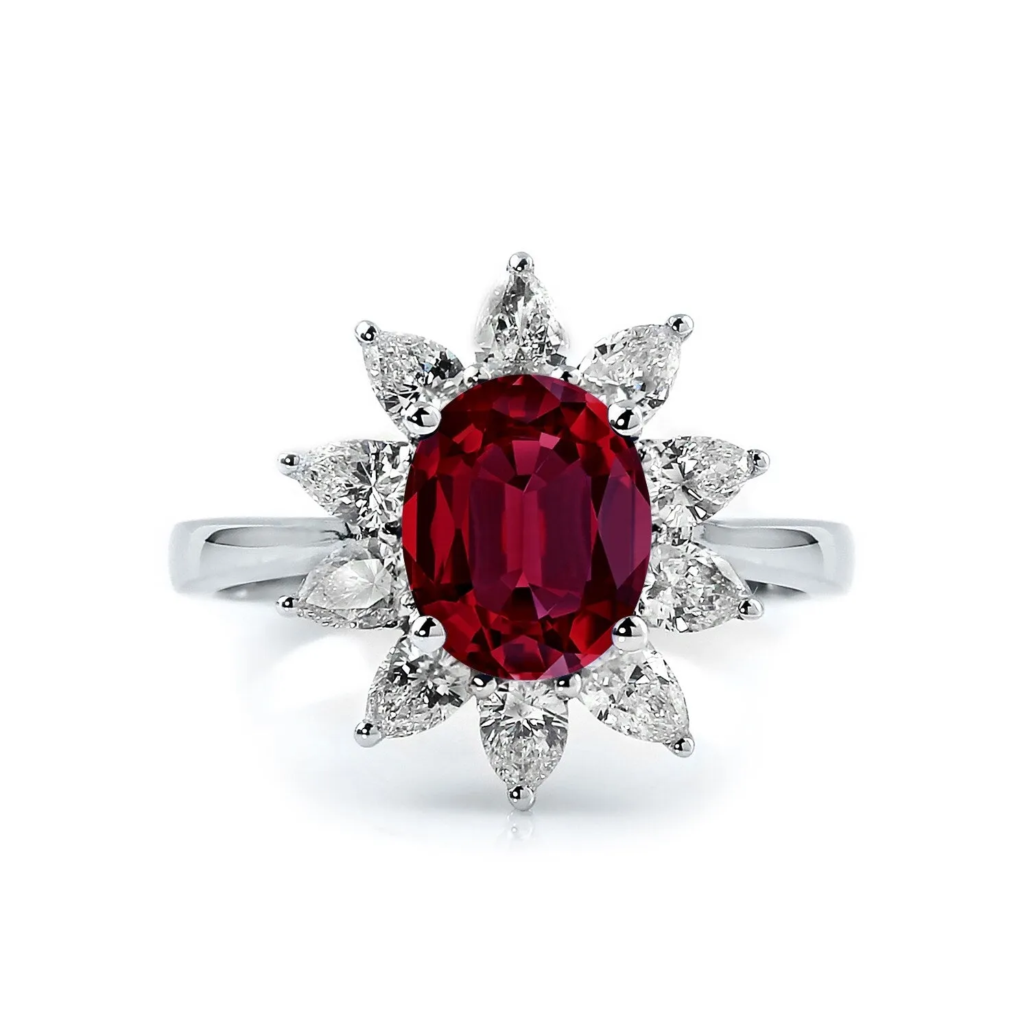 Auriya 2ct Oval-cut Red Ruby Sunburst Halo Diamond Engagement Ring 3/4ctw 18K Gold sold by Zulily product image thumbnail 2