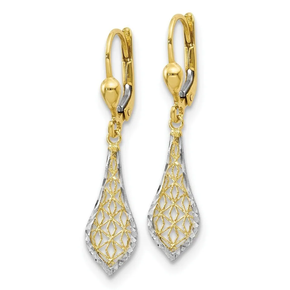 Curata 10k Yellow Gold 29x7mm Textured Kite Dangle Leverback Earring sold by Zulily product image thumbnail 3