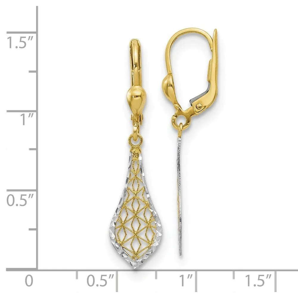 Curata 10k Yellow Gold 29x7mm Textured Kite Dangle Leverback Earring sold by Zulily product image thumbnail 2