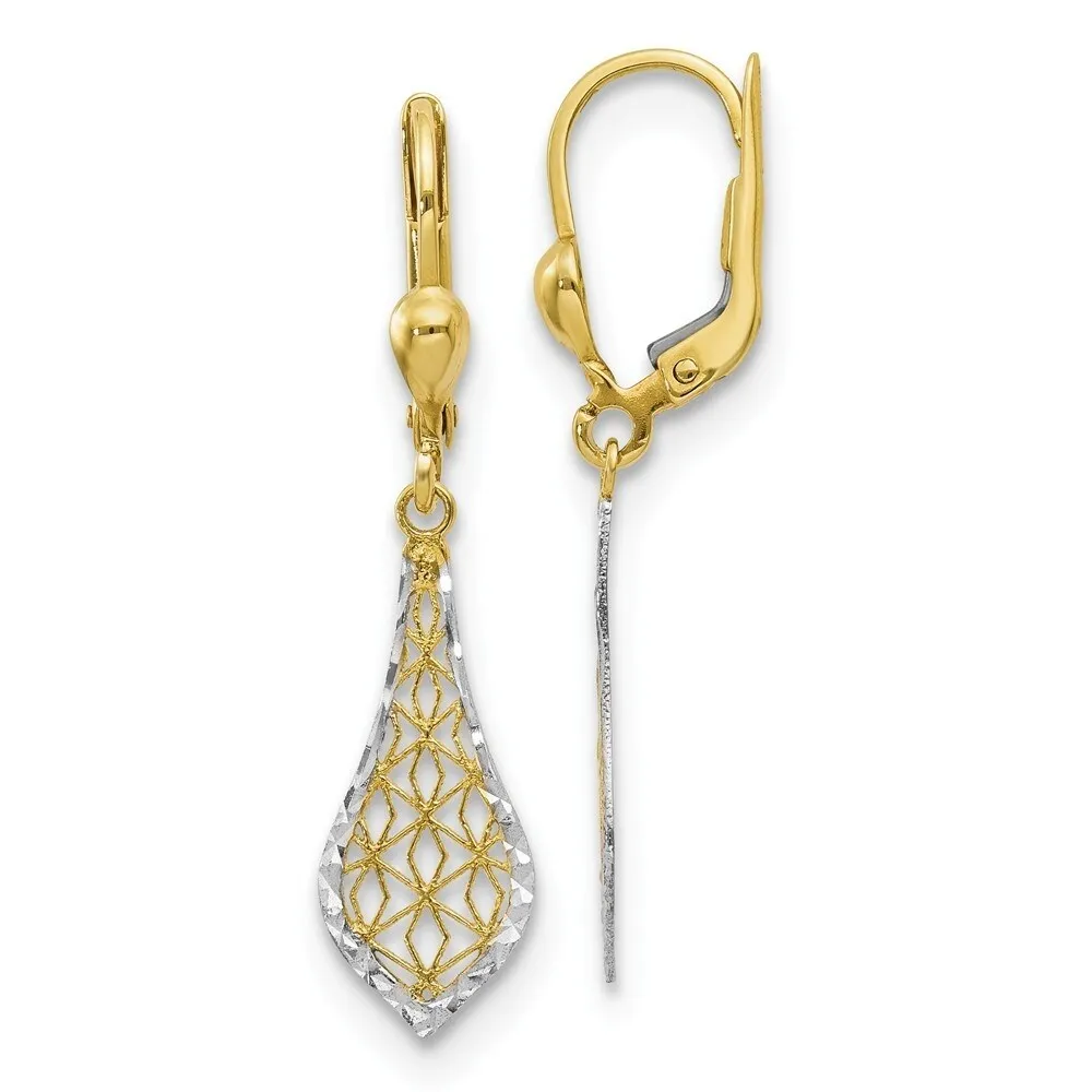 Curata 10k Yellow Gold 29x7mm Textured Kite Dangle Leverback Earring sold by Zulily
