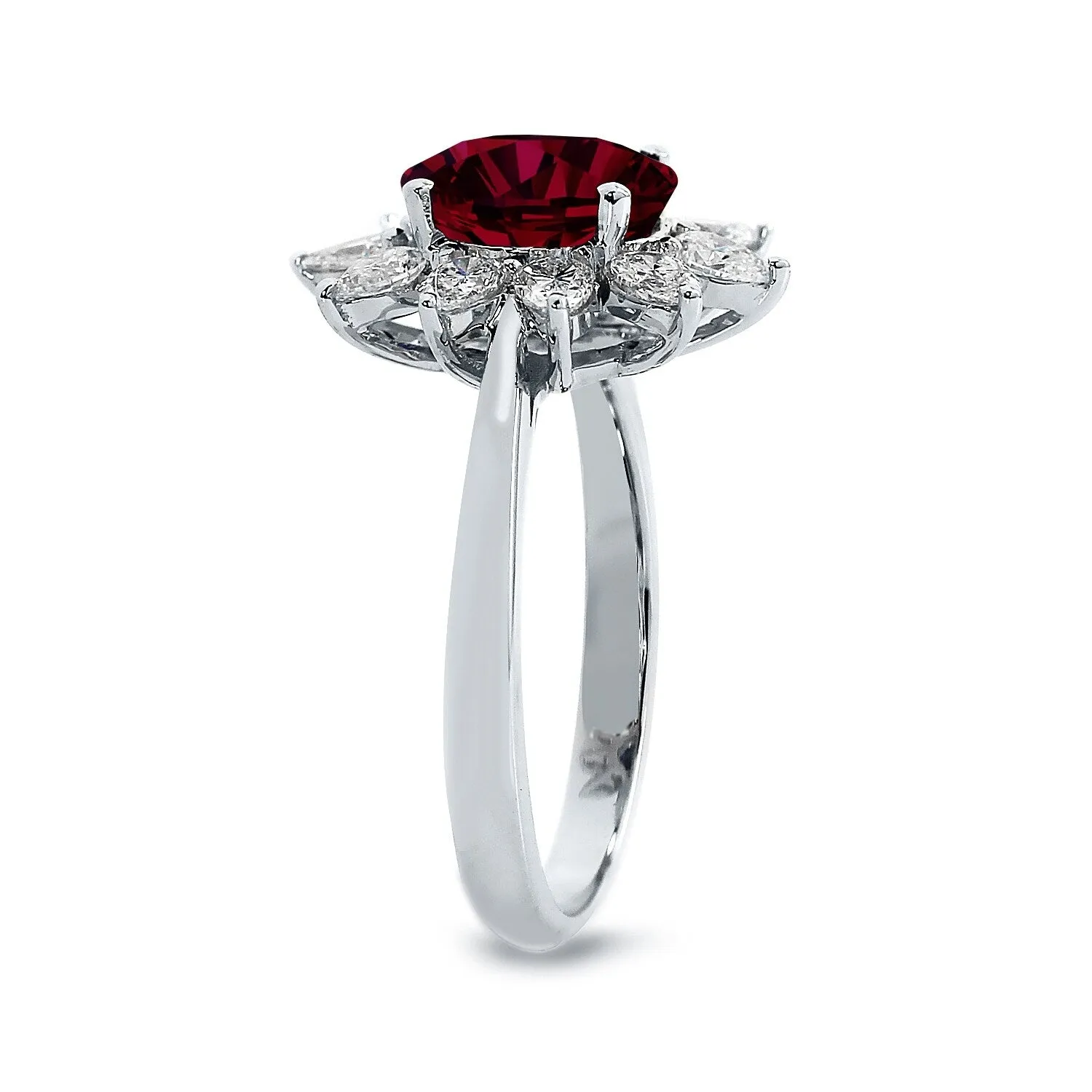 Auriya 2ct Oval-cut Red Ruby Sunburst Halo Diamond Engagement Ring 3/4ctw 18K Gold sold by Zulily product image thumbnail 3