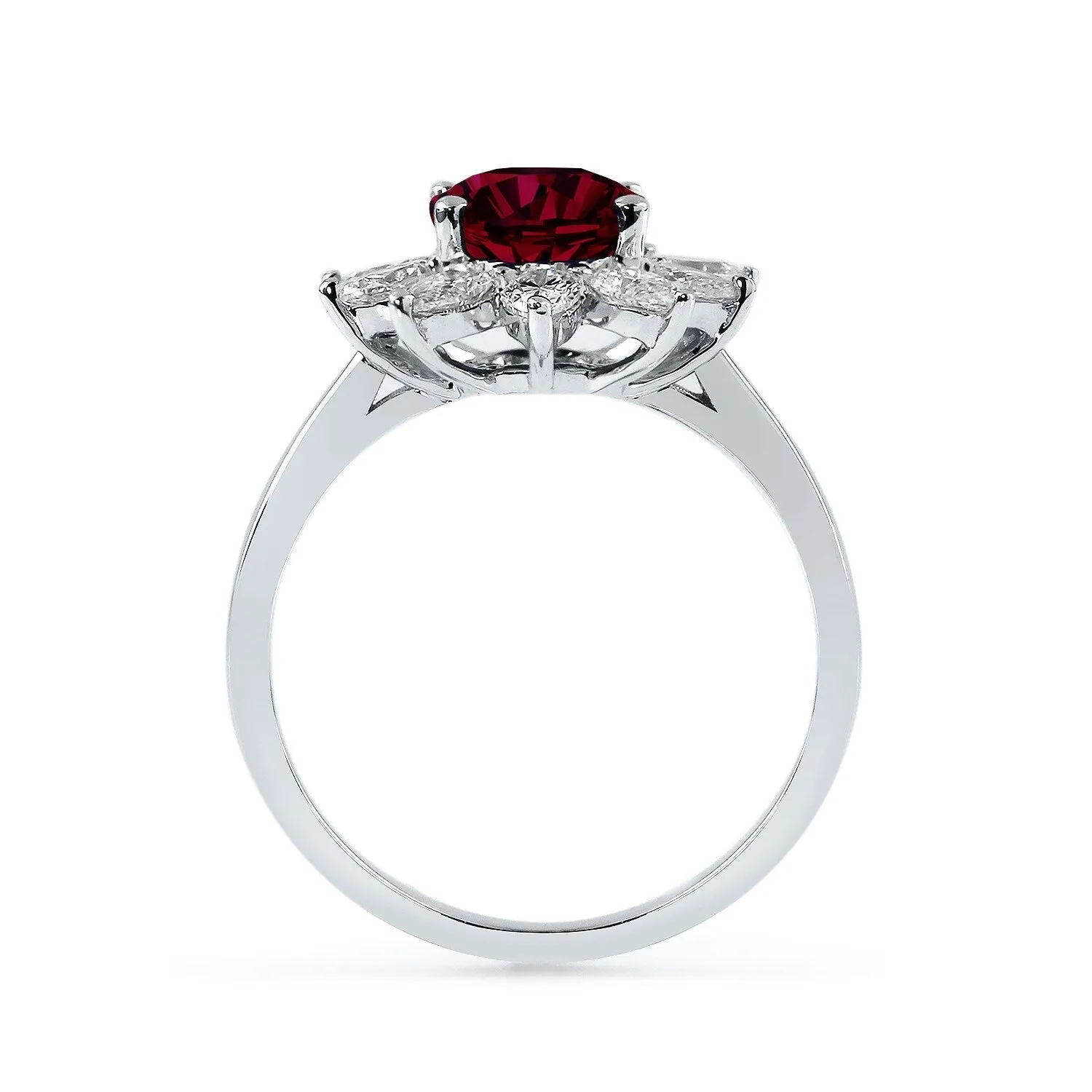 Auriya 2ct Oval-cut Red Ruby Sunburst Halo Diamond Engagement Ring 3/4ctw 18K Gold sold by Zulily product image thumbnail 4