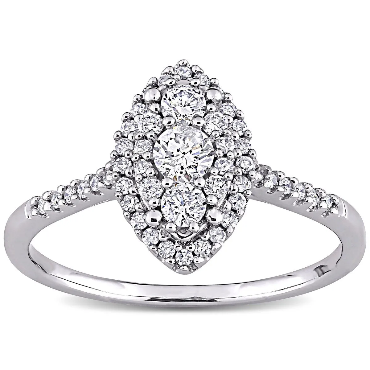 1/2ct TDW Diamond Composite Marquise Halo Engagement Ring in Sterling Silver by Miadora sold by Zulily product image thumbnail 4